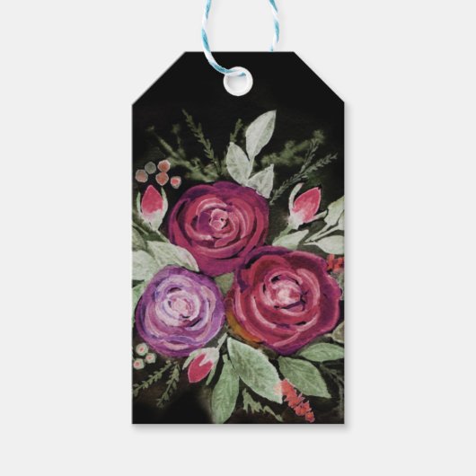 Waterverf rozen cadeaulabel (Voorkant)