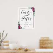 Waterverf rozen Calligrafie Kaarten en cadeaubord Poster (Keuken)