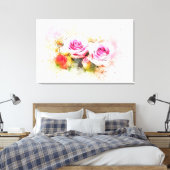 Waterverf Rozen Canvas Afdruk (Insitu (Slaapkamer))