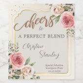 Waterverf Rozen Cheers Weddenschap Wijn Etiket (Enkel label)