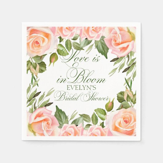 Waterverf Rozen Chic Vrijgezellenfeest Servet (Voorkant)