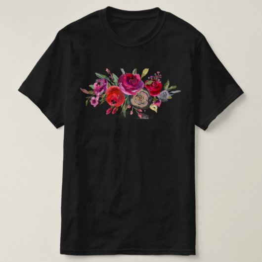 Waterverf Rozen Colorful Bouquet of Flowers T-shirt (Design voorkant)