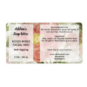 Waterverf Rozen Cosmetische spray Productlabel Etiket (Voorkant)