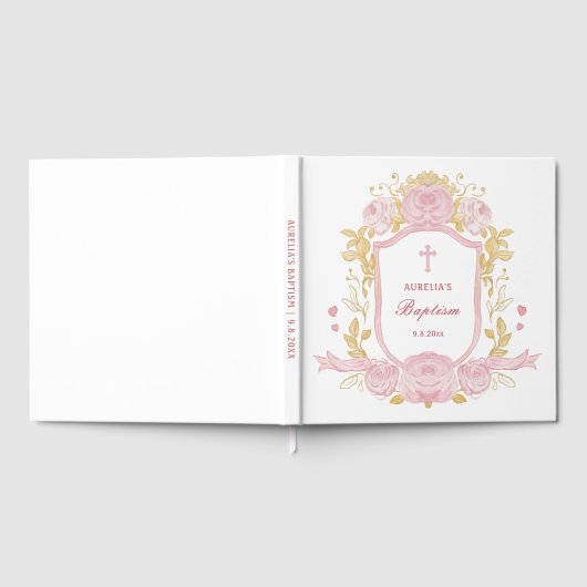 Waterverf Rozen Crest doop gastenboek (Volledig)