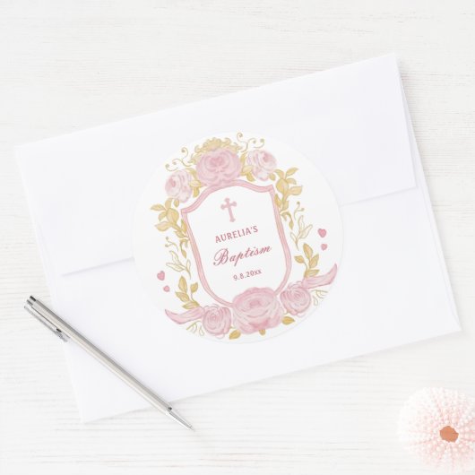 Waterverf Rozen Crest Doop Grote Sticker (Envelop)
