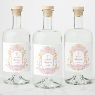 Waterverf Rozen Crest doop Likeur Labels Likeurfles Etiket