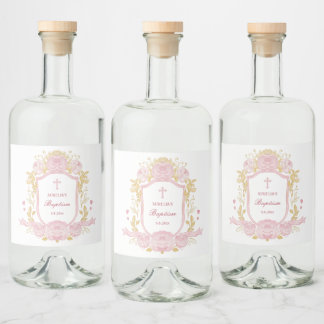 Waterverf Rozen Crest doop Likeur Labels Likeurfles Etiket