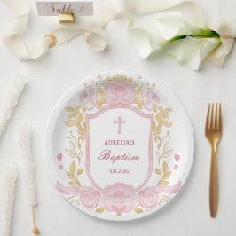 Waterverf Rozen Crest Doop Papieren Bordje