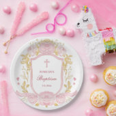 Waterverf Rozen Crest Doop Papieren Bordje (Feest)