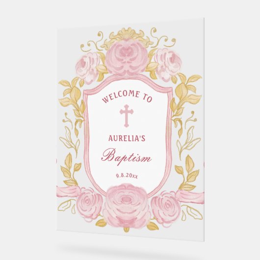 Waterverf Rozen Crest doop welkom Acryl Bord (Hoek)