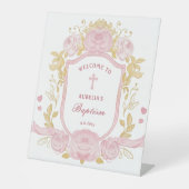 Waterverf Rozen Crest doop welkom Reclamebord Met Voetstuk (Voorkant)