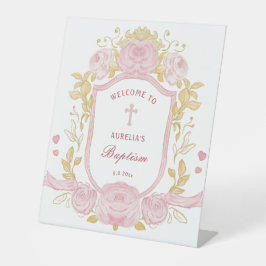 Waterverf Rozen Crest doop welkom Reclamebord Met Voetstuk