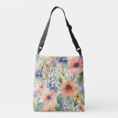 Waterverf Rozen Crossbody Tas (Achterkant)