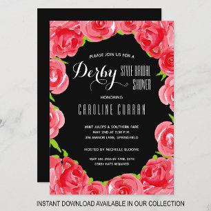 Waterverf Rozen Derby Bridal Shower Invitations