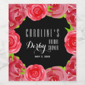 Waterverf Rozen Derby Vrijgezellenfeest GEPERSONAL Wijn Etiket (Enkel label)