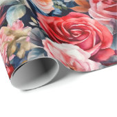 Waterverf Rozen (donker) Cadeaupapier (Rol Hoek)