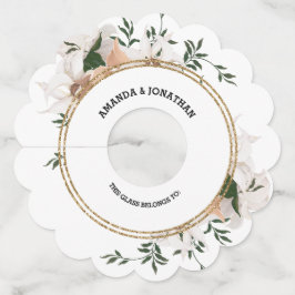 Waterverf Rozen Elegance Wedding Wine Label