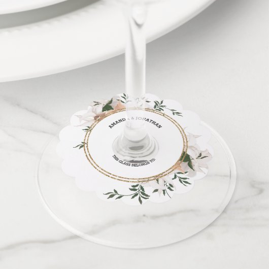 Waterverf Rozen Elegance Wedding Wine Label (Dichtbij)