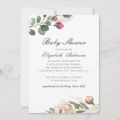 Waterverf rozen. Elegant floral baby shower Kaart (Voorkant)