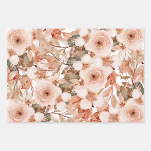 Waterverf rozen elegant floral  bruiloft inpakpapier vel (Voorkant 3)