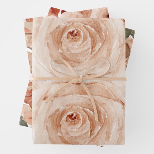 Waterverf rozen elegant floral  bruiloft inpakpapier vel (In situ)