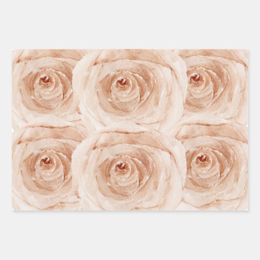 Waterverf rozen elegant floral  bruiloft inpakpapier vel (Voorkant)