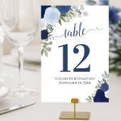 Waterverf Rozen Elegant Indigo Blauw Bruiloft Kaart