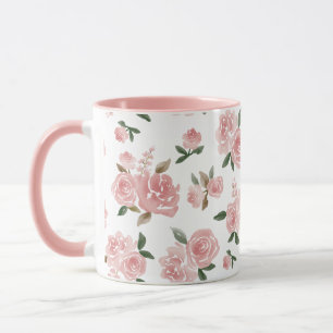 Waterverf Rozen Elegante bloem Mok