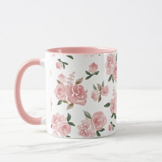 Waterverf Rozen | Elegante bloem Mok (Links)
