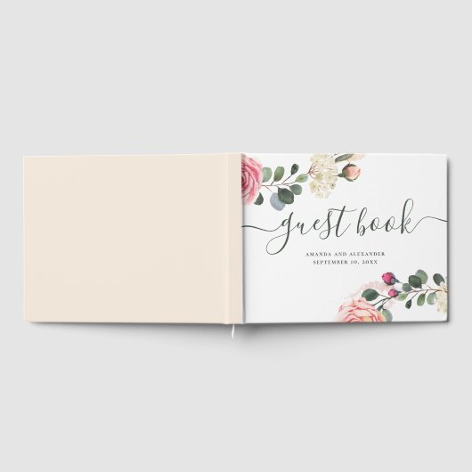 Waterverf rozen. Elegante bloemen botanische bruil Gastenboek (Volledig)