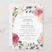 Waterverf rozen. Elegante bloemenverlovingsfeest Kaart (Voorkant)