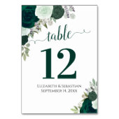 Waterverf Rozen Elegante Smaragd Groene Bruiloft Kaart (Voorkant)