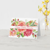 Waterverf Rozen en bessen grootmoeder Birthday Kaart (Gele Bloem)