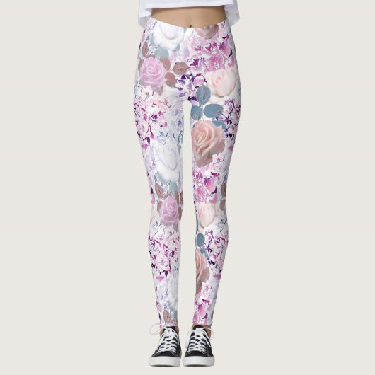 Waterverf rozen en brandkranen. leggings (Voorkant)