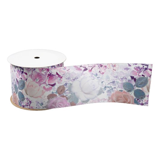 Waterverf rozen en brandkranen.  satijnen lint (Spoel)