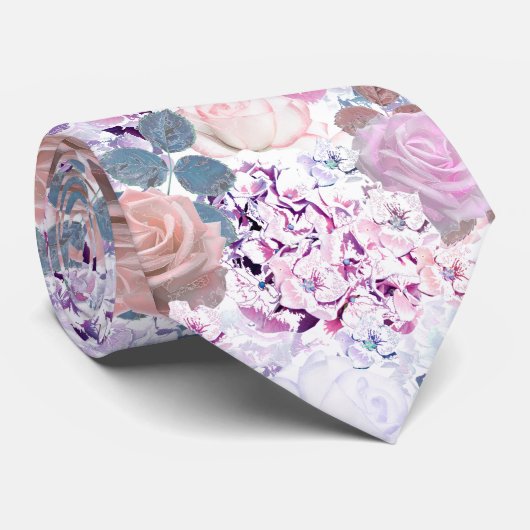 Waterverf rozen en brandkranen. stropdas (Opgerold)