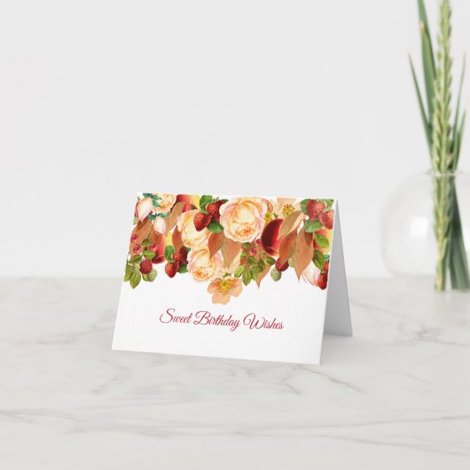 Waterverf Rozen en gemengde bessen Verjaardag Kaar Kaart (Voorkant)