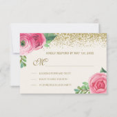 Waterverf Rozen en Glitter Wedding RSVP (Voorkant)