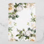 Waterverf Rozen en gouden sierlijke bloemenbruilof Folie Uitnodiging (Achterkant)