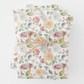 Waterverf Rozen en groen patroon Inpakpapier Vel (In situ)