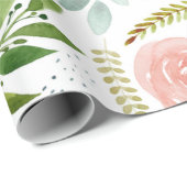 Waterverf Rozen en groene bladeren Cadeaupapier (Rol Hoek)