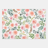 Waterverf Rozen en groene bladeren Inpakpapier Vel (Voorkant 2)