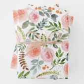 Waterverf Rozen en groene bladeren Inpakpapier Vel (In situ)