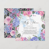 Waterverf Rozen en Hydrangeas Baby shower Kaart (Voorkant / Achterkant)