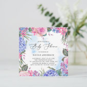 Waterverf Rozen en Hydrangeas Baby shower Kaart (Staand voorkant)