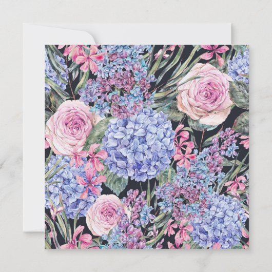 Waterverf Rozen en Hydrangeas Baby shower Kaart (Achterkant)