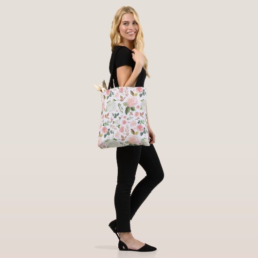 Waterverf Rozen en knoppen Tote Bag (Op model)