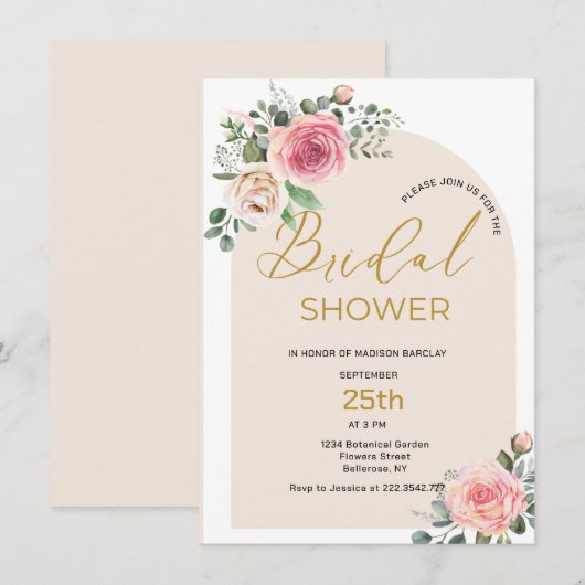 Waterverf Rozen en knoppen Vrijgezellenfeest Kaart (Voorkant / Achterkant)