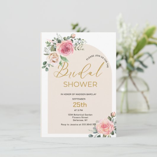 Waterverf Rozen en knoppen Vrijgezellenfeest Kaart (Staand voorkant)