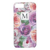 Waterverf rozen en monogram floraal Case-Mate iPhone case (Achterkant)